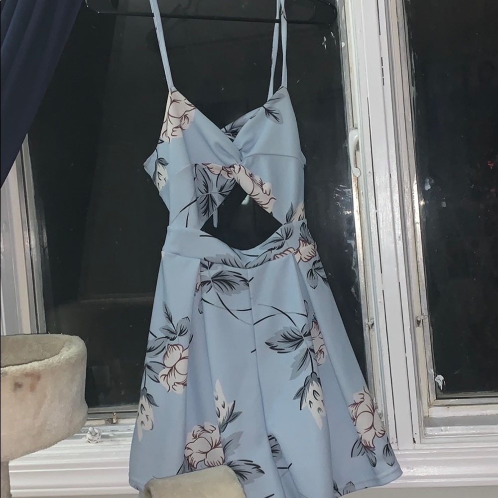 Light blue floral romper
